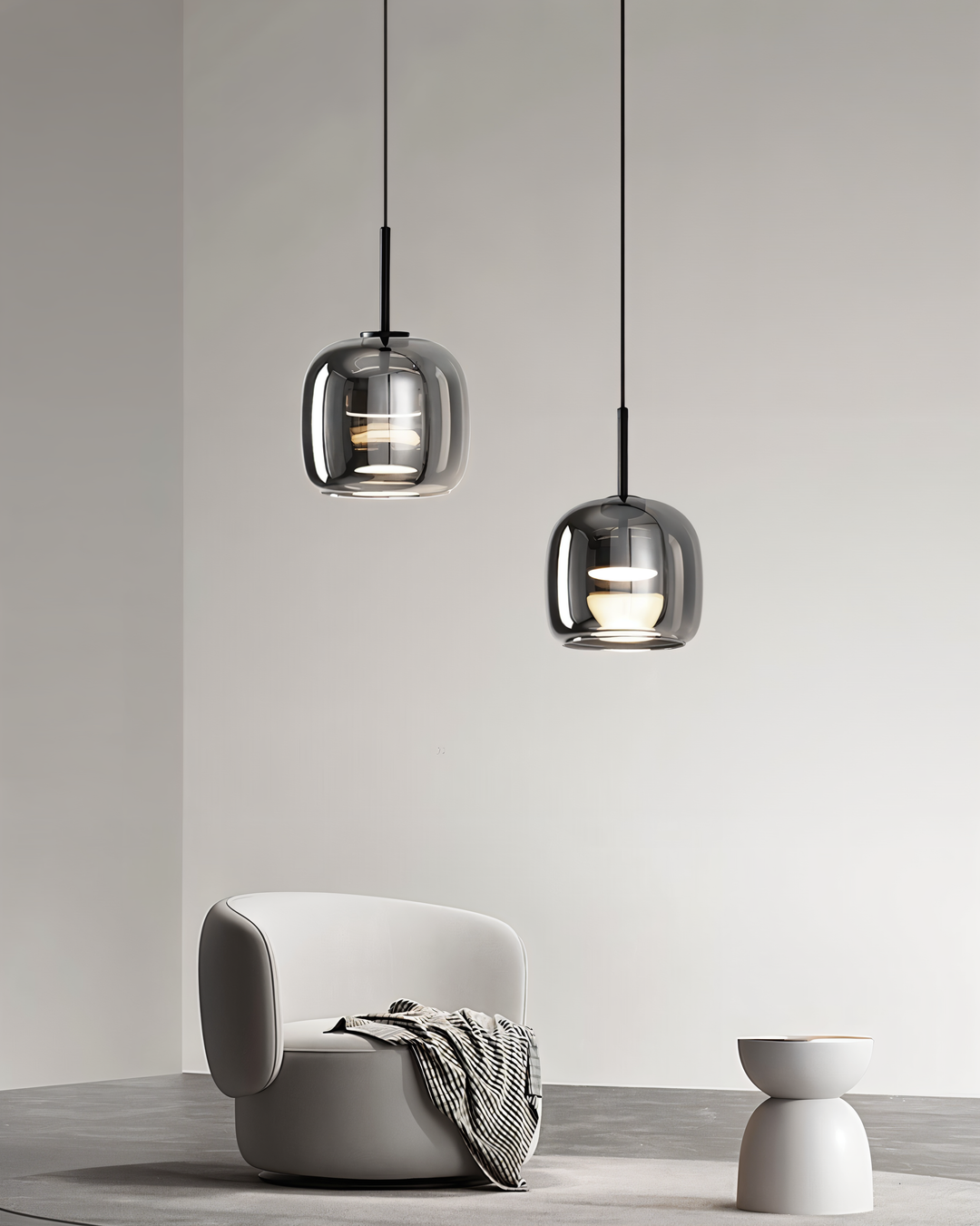 Black Gray Glass Pendant Light - Indoor Hanging Lamp