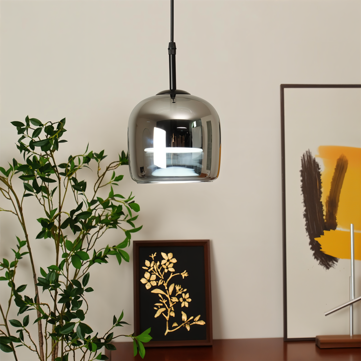 Black Gray Glass Pendant Light - Indoor Hanging Lamp