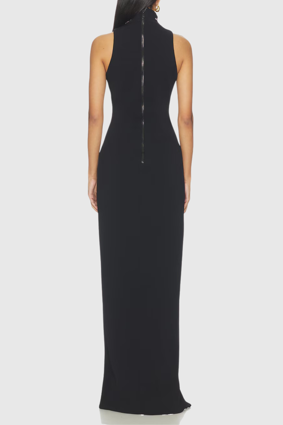Crystal Halter Split Maxi Dress, Black