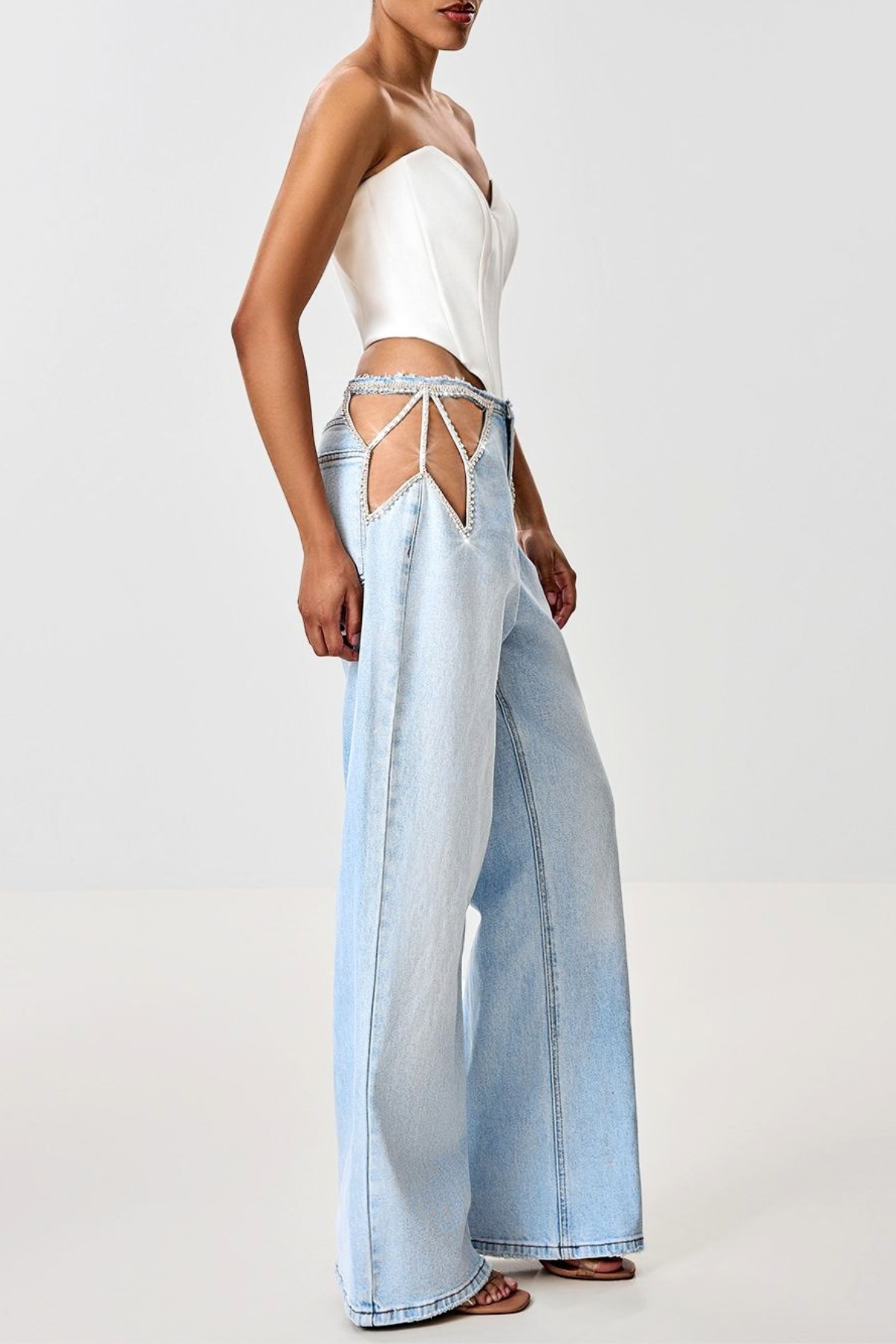 Crystal Butterfly Cutout Jeans