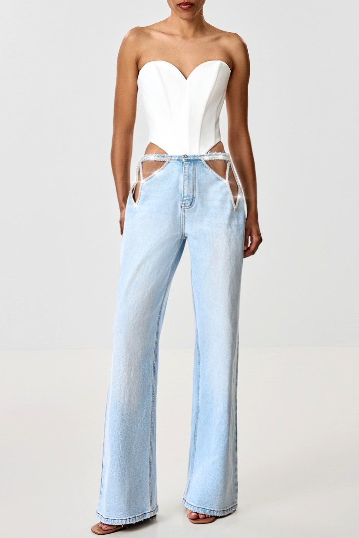 Crystal Butterfly Cutout Jeans