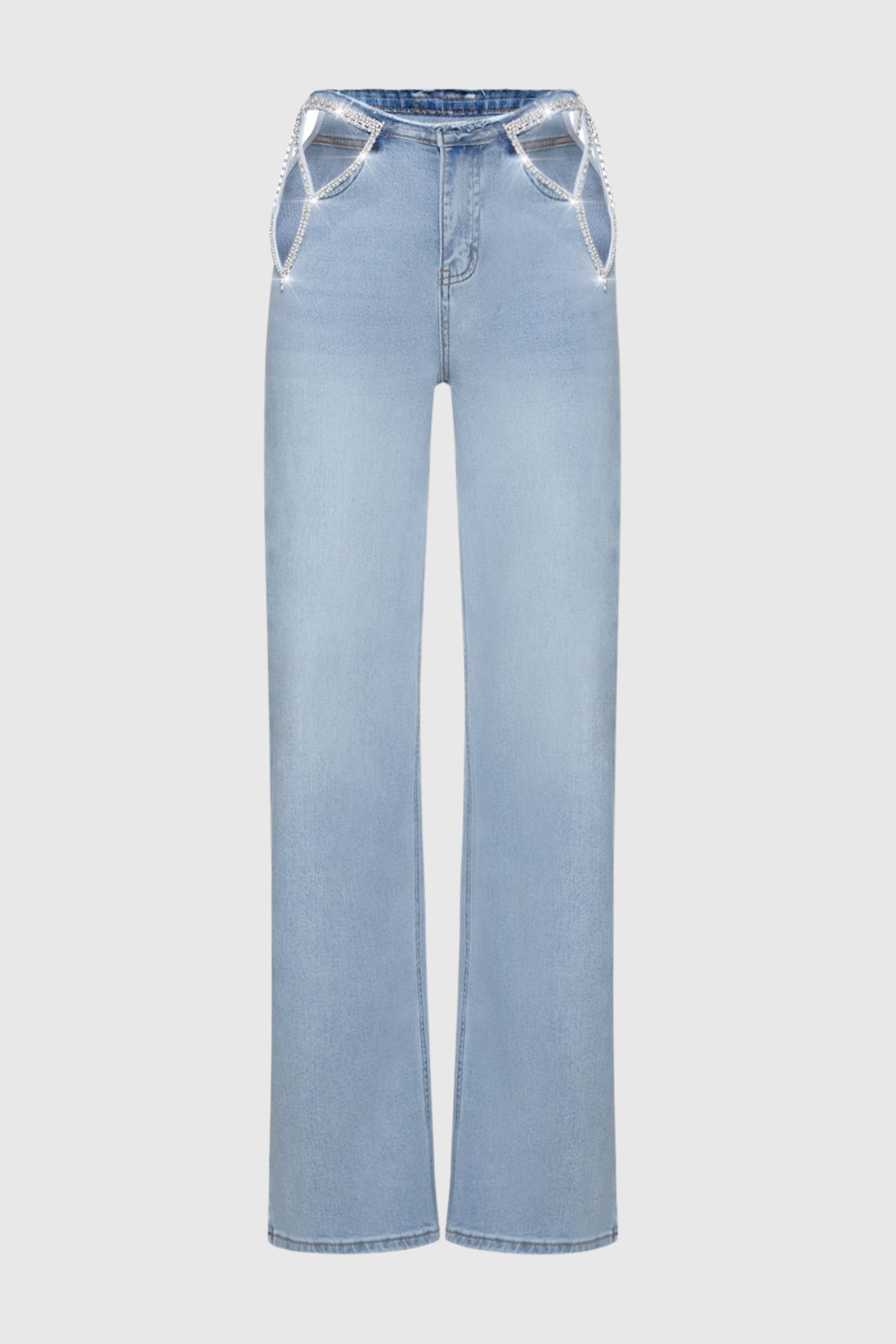 Crystal Butterfly Cutout Jeans