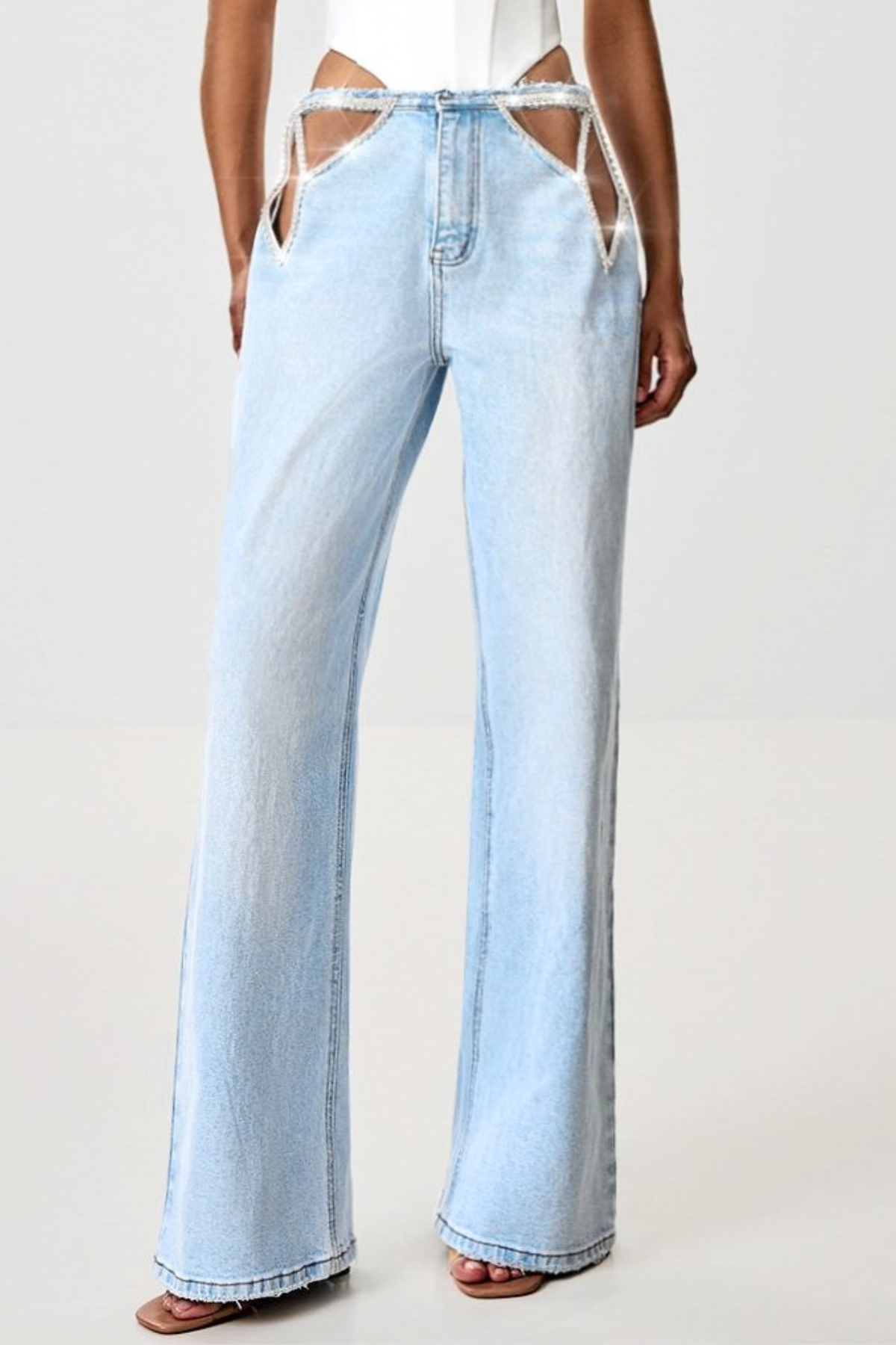 Crystal Butterfly Cutout Jeans