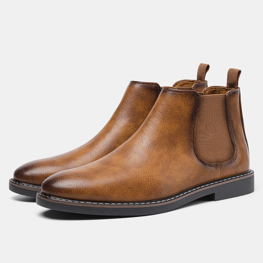 Welt Stitched Vegan Leather Chelsea Boots for Men