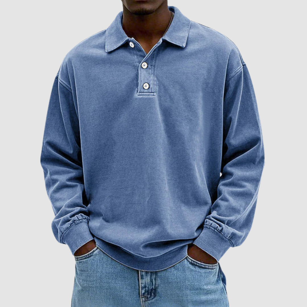 Men's Classic Cotton Long Sleeve Shirt in Blue