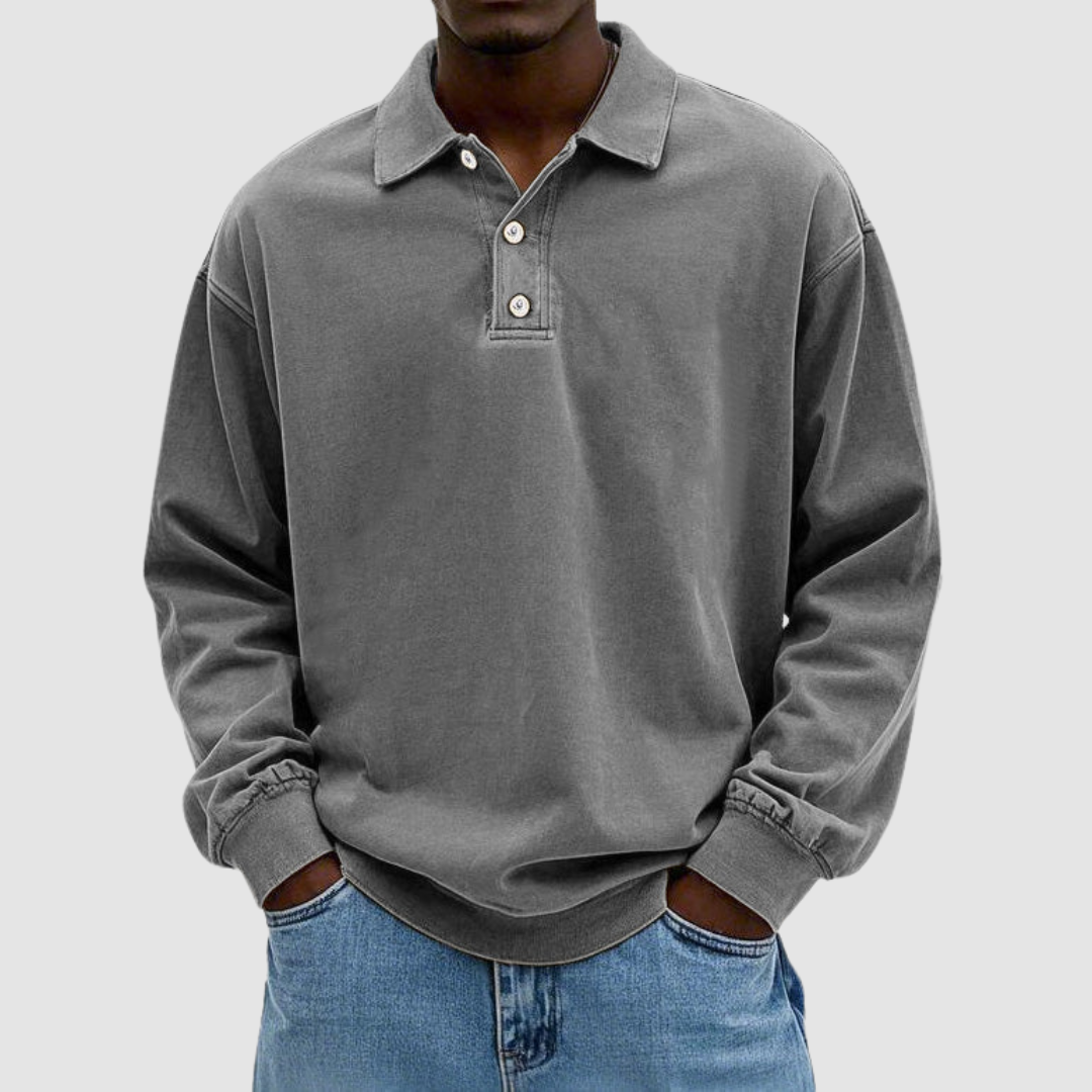 Men's Classic Cotton Long Sleeve Shirt in Gray