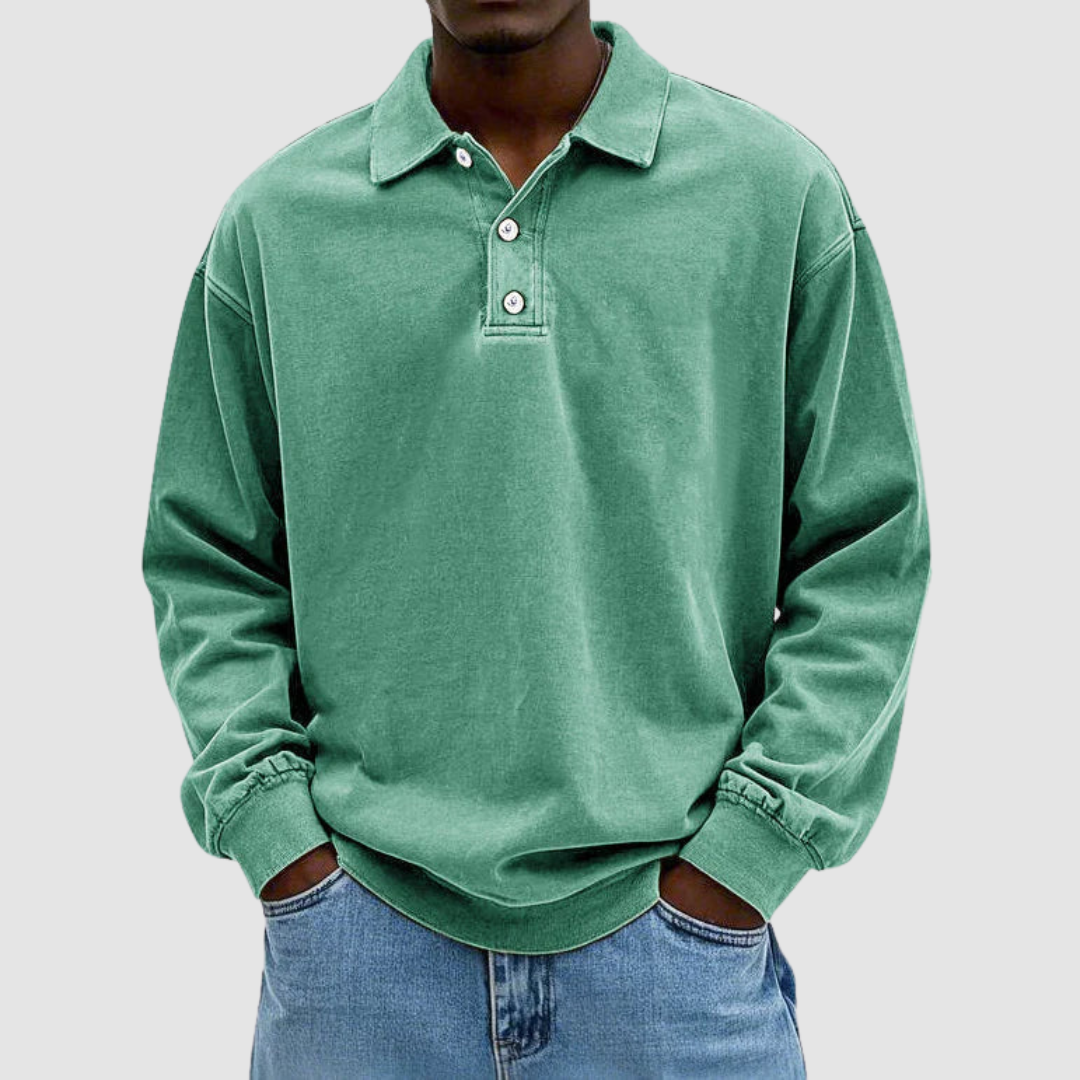Men's Classic Cotton Long Sleeve Shirt in Green