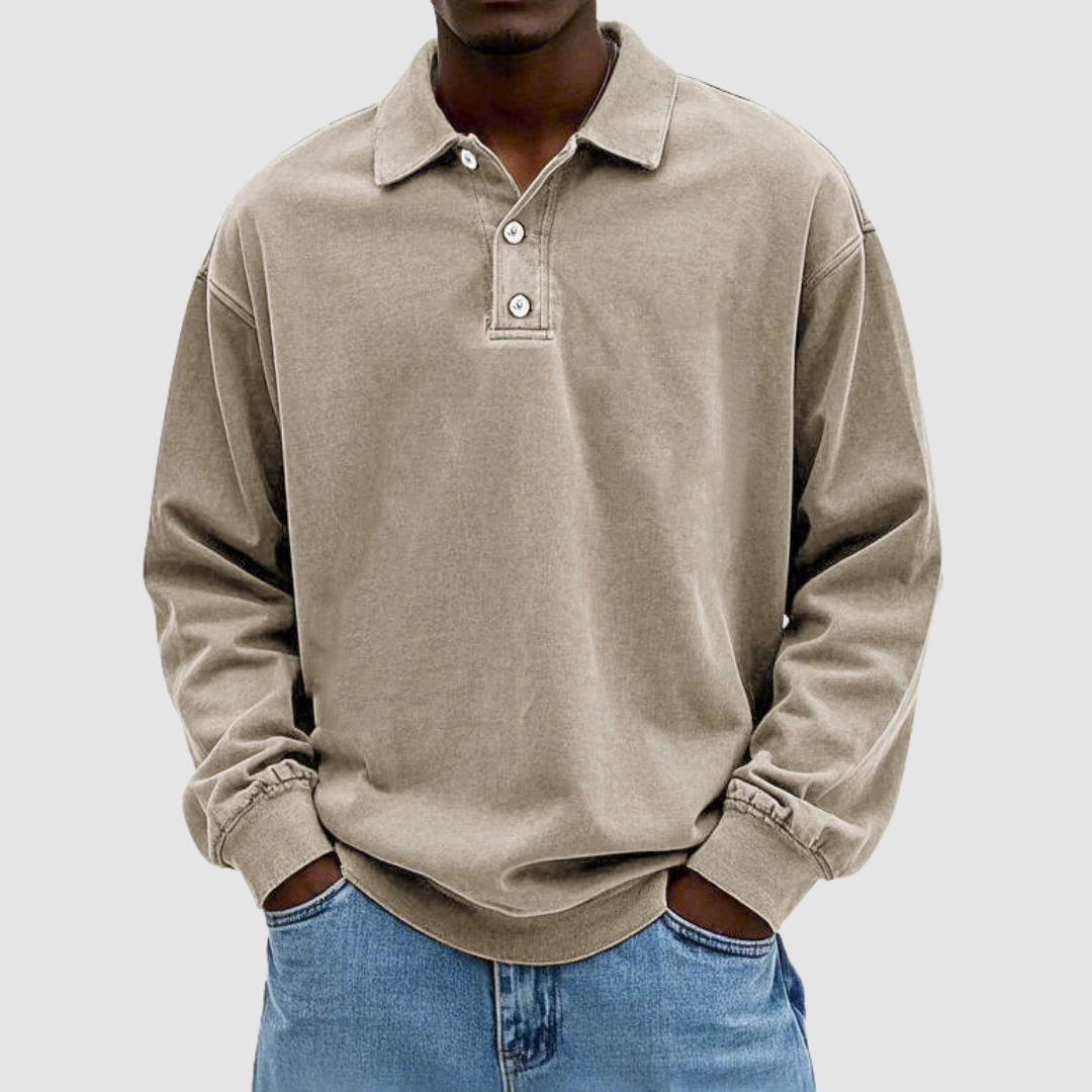 Men's Classic Cotton Long Sleeve Shirt in Khaki