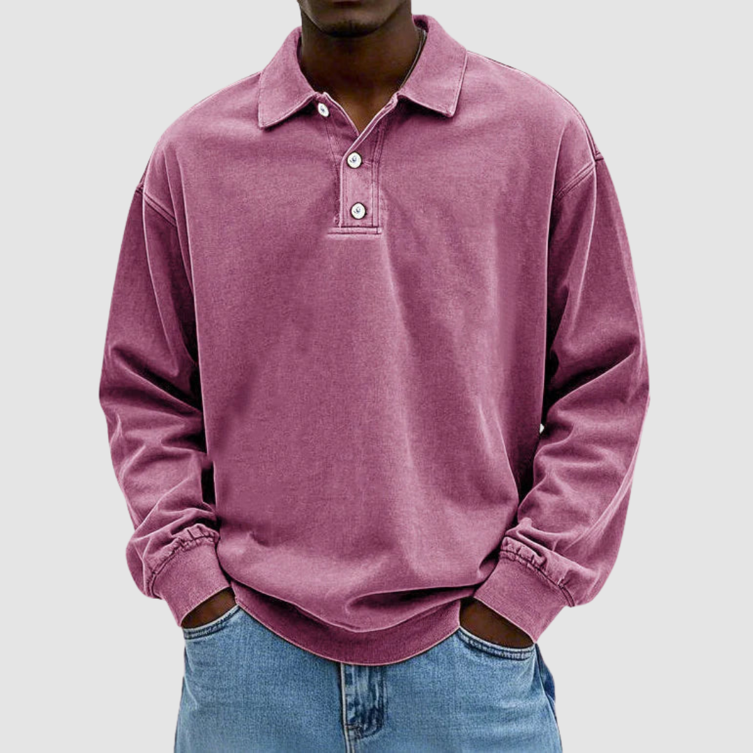 Men's Classic Cotton Long Sleeve Shirt in Pink