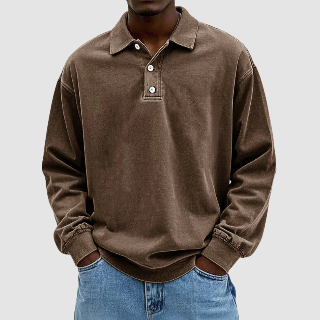 Men's Classic Cotton Long Sleeve Shirt in Brown