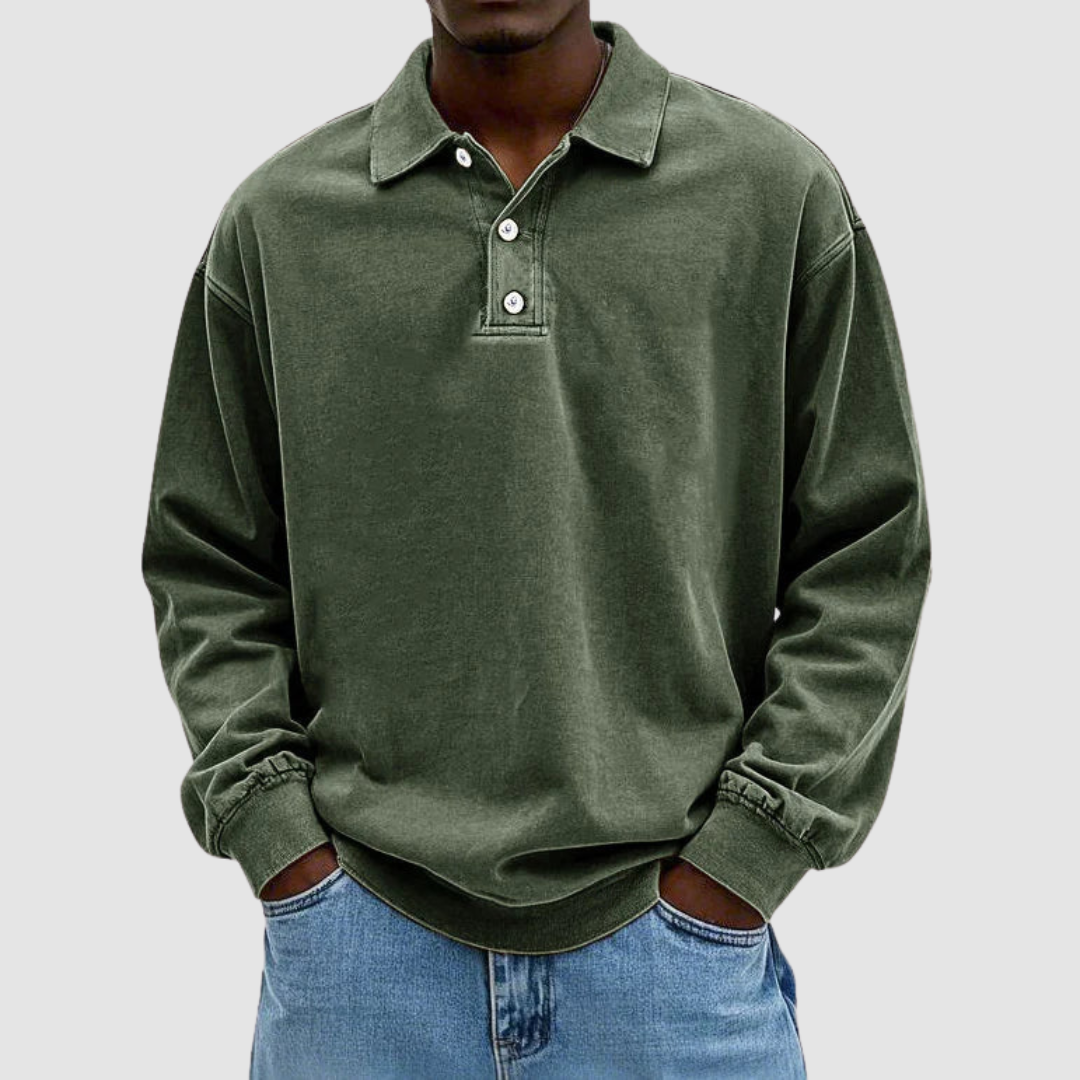 Men's Classic Cotton Long Sleeve Shirt in Army Green