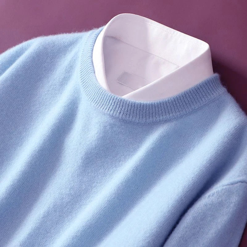 Ribbed Trim Cashmere Blend Knit Sweater for Men