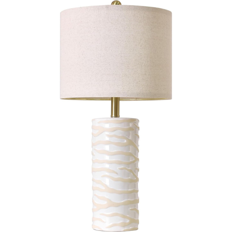 Modern White Ceramic Table Lamp for Living Room, Bedroom, and Nightstands