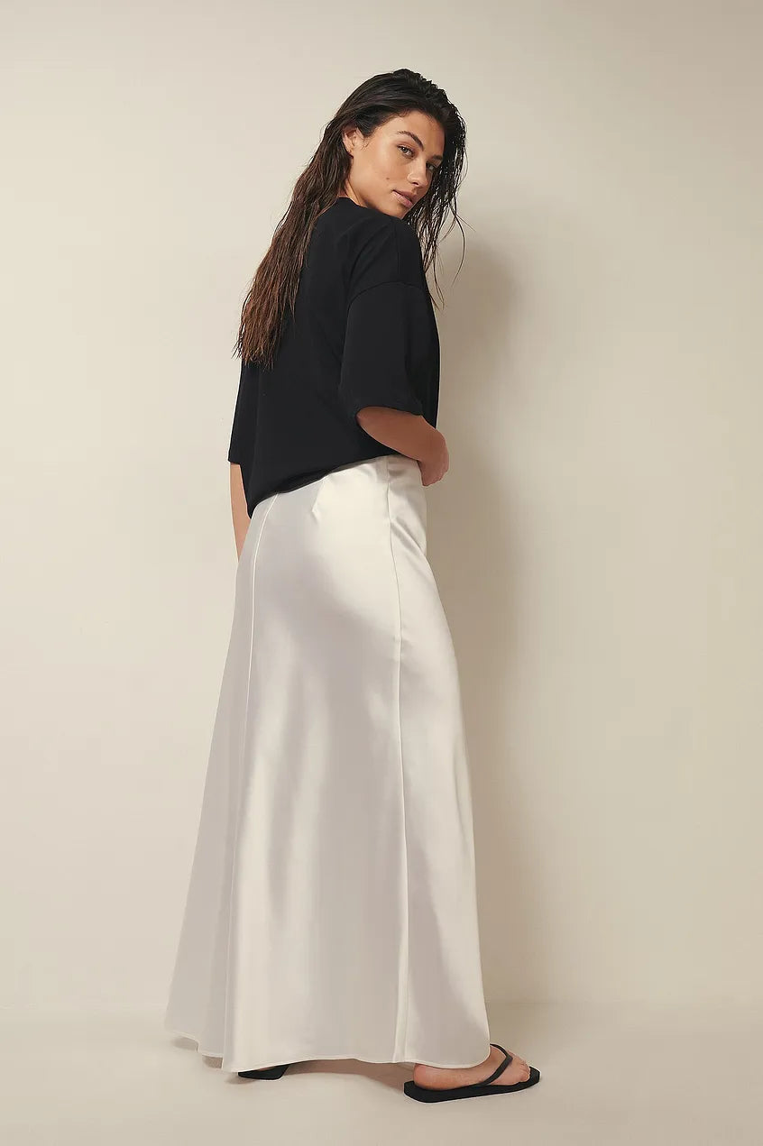 Women's High Waist Bias Cut Satin Midi Skirt