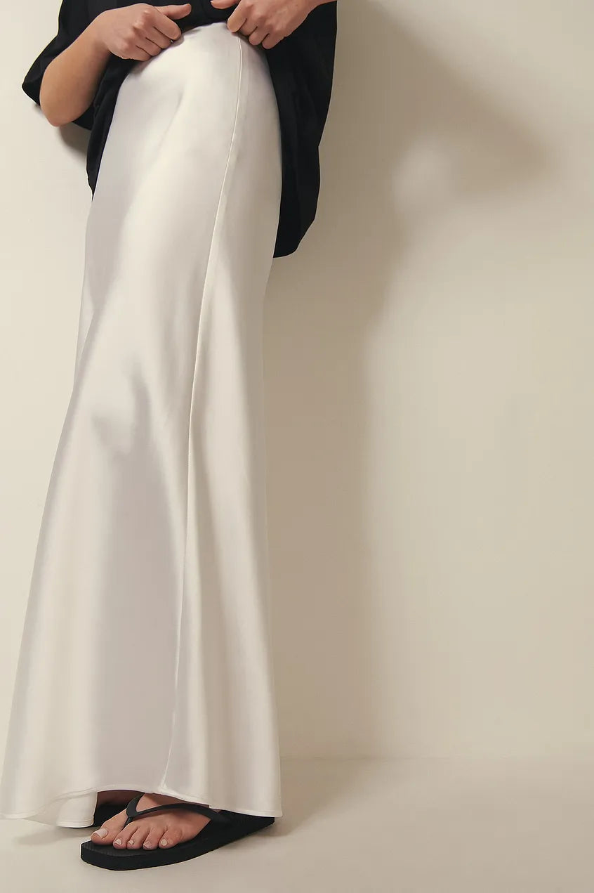 Women's High Waist Bias Cut Satin Midi Skirt