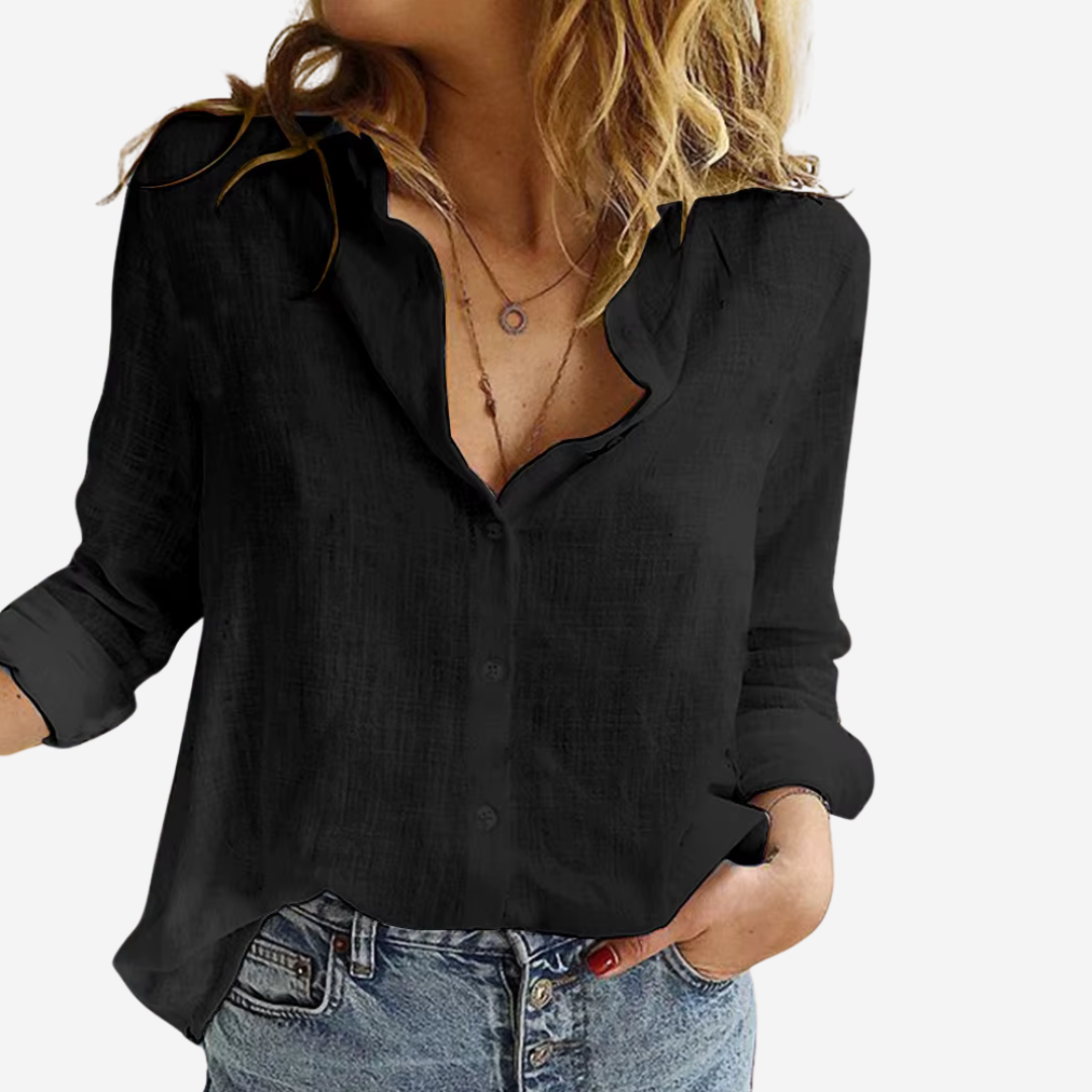 Women's Linen Button Down Long Sleeve Blouse