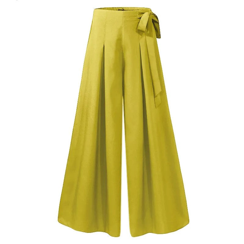 Women's Plus Size High Waist Tie Front Trousers