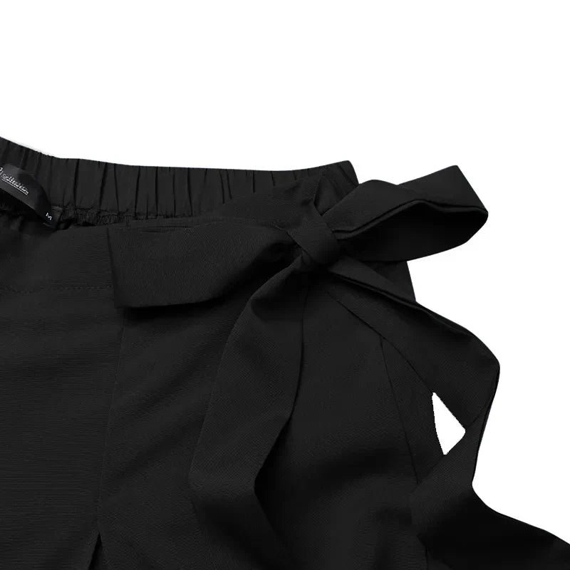 Women's Plus Size High Waist Tie Front Trousers