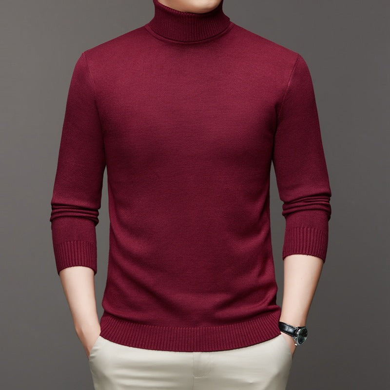 Turtleneck Sweater Mens Fine Gauge Knit Ribbed Neck Hem Pullover