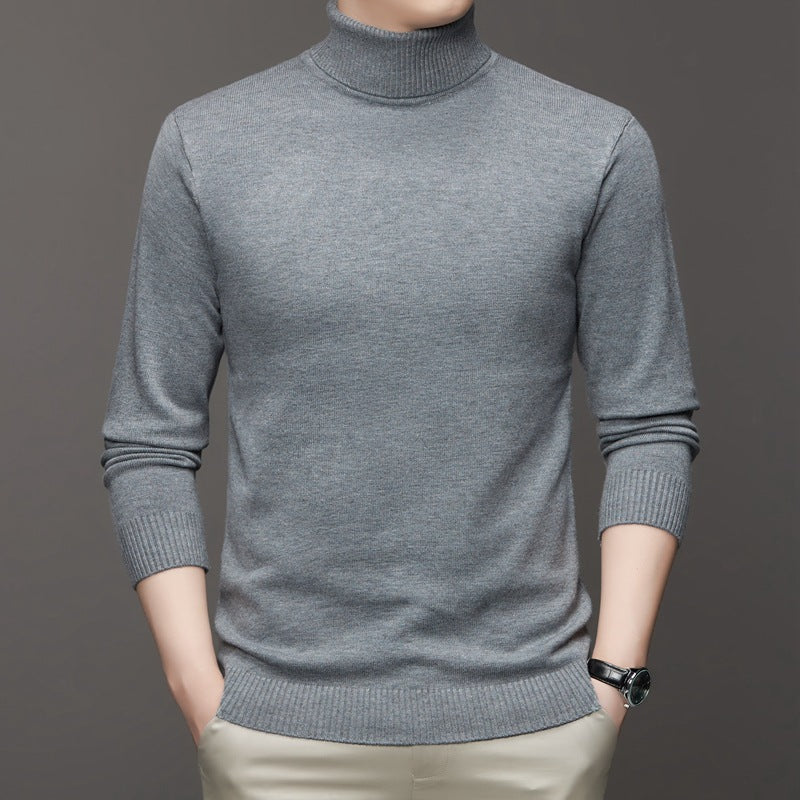 Turtleneck Sweater Mens Fine Gauge Knit Ribbed Neck Hem Pullover