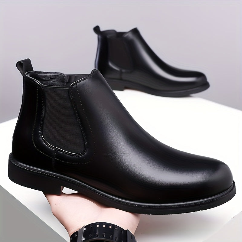 Chelsea Boots Mens Slip On Elastic Gusset Leather Look Classic