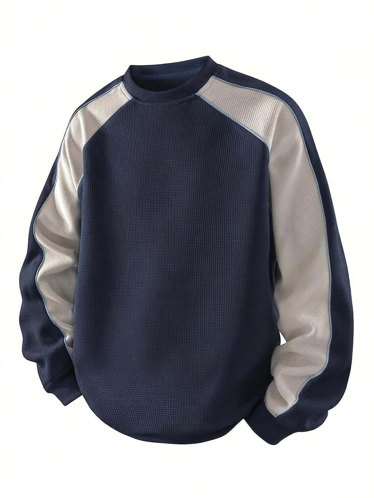 Sweatshirt Mens Round Neck Colour Block Soft Pullover Relaxed Fit