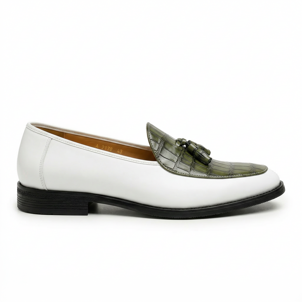 Croc Embossed Leather Tassel Loafers for Men