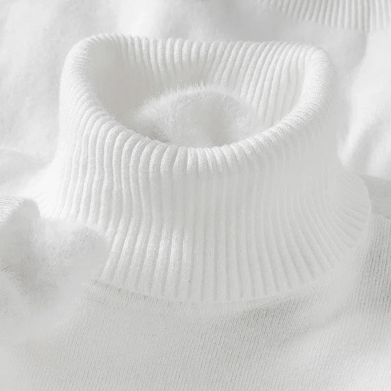 Turtleneck Sweater Mens Fine Gauge Knit Ribbed Neck Hem Pullover