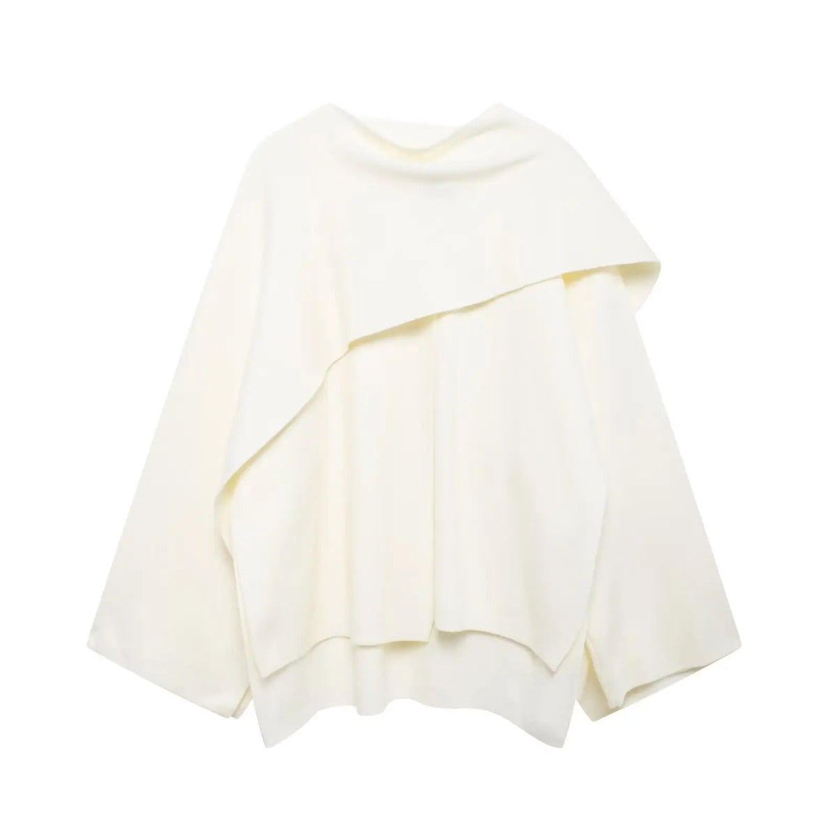 Poncho Womens Knit Cape Coat Draped Collar Asymmetric Open Sleeve