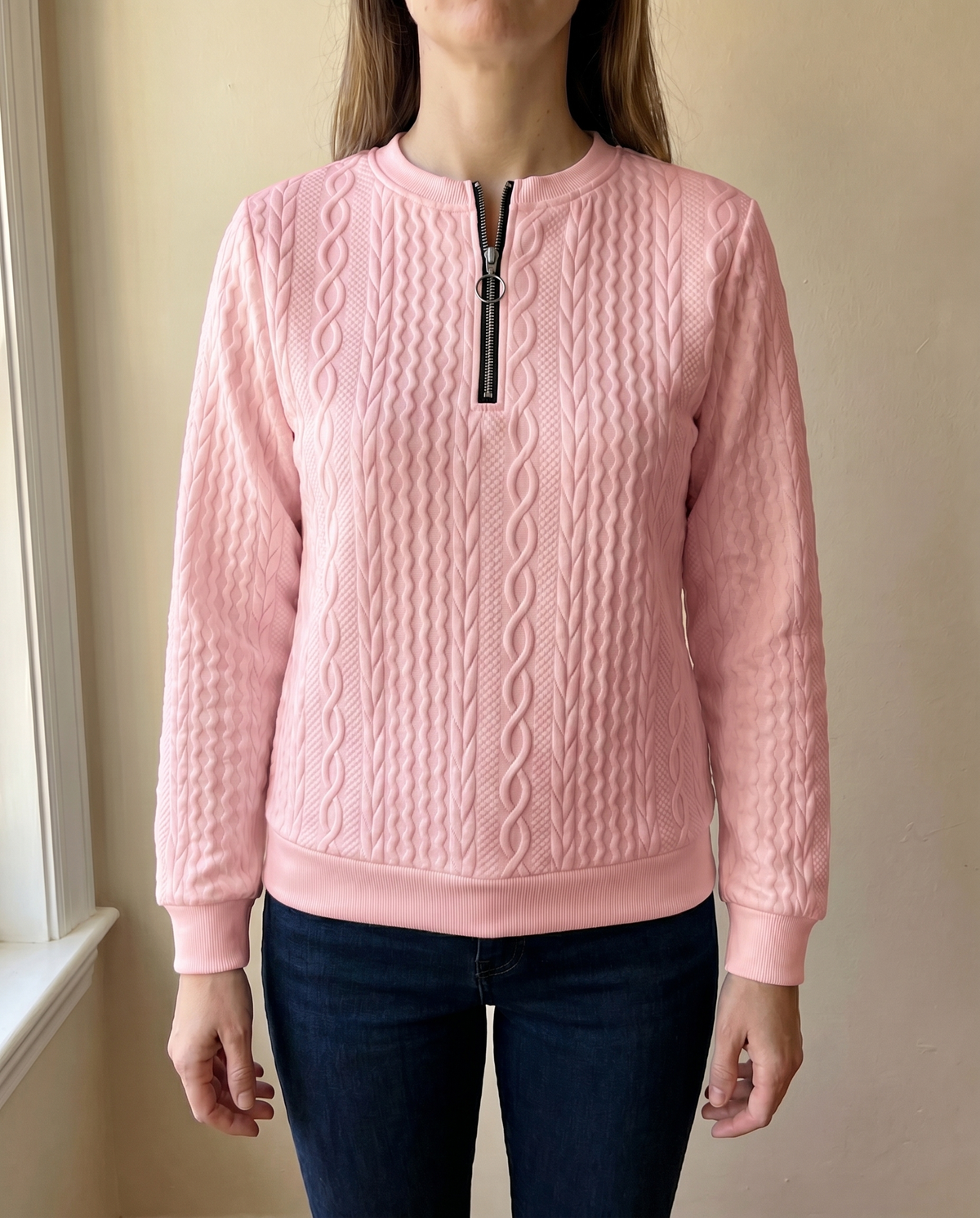 Women's Textured Quarter-Zip Sweatshirt