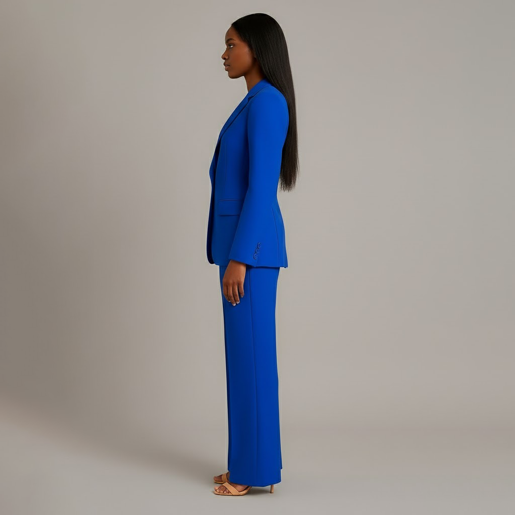 Pant Suit Womens Two Piece Set Notch Lapel Blazer Wide Leg Trouser