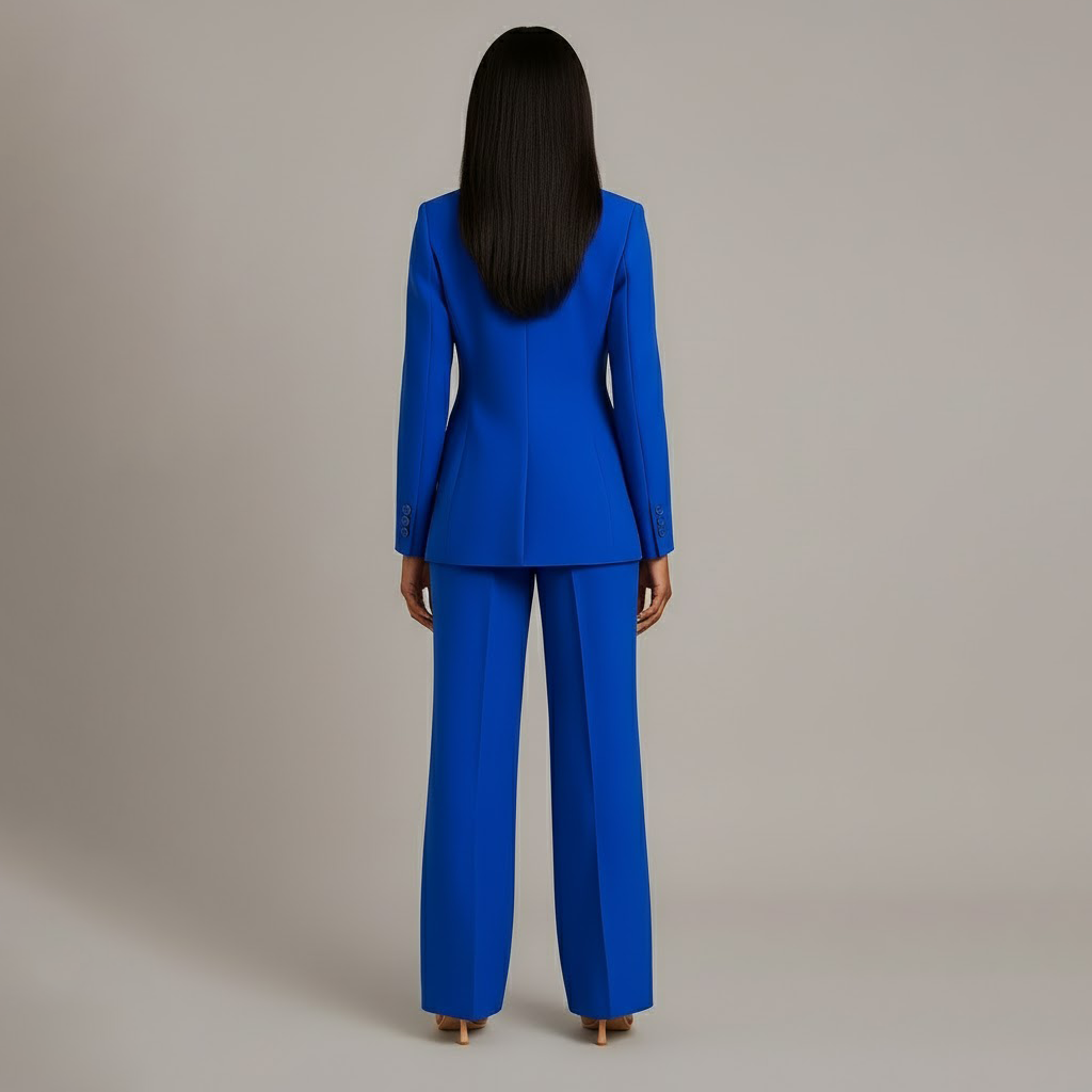 Pant Suit Womens Two Piece Set Notch Lapel Blazer Wide Leg Trouser