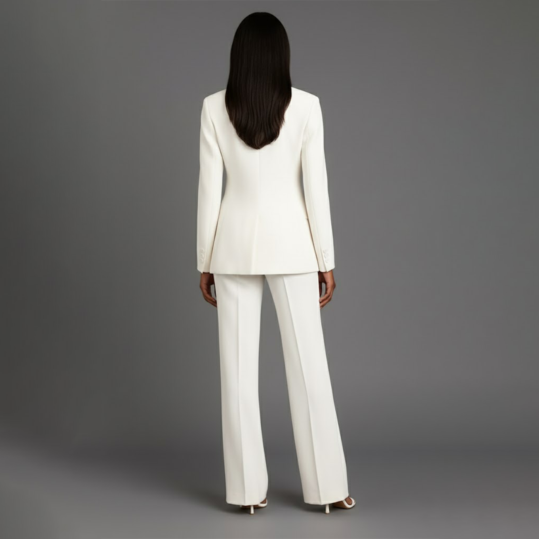 Pant Suit Womens Two Piece Set Notch Lapel Blazer Wide Leg Trouser