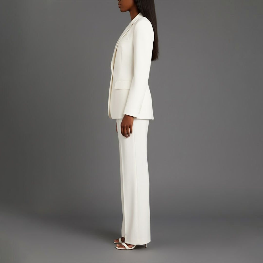 Pant Suit Womens Two Piece Set Notch Lapel Blazer Wide Leg Trouser
