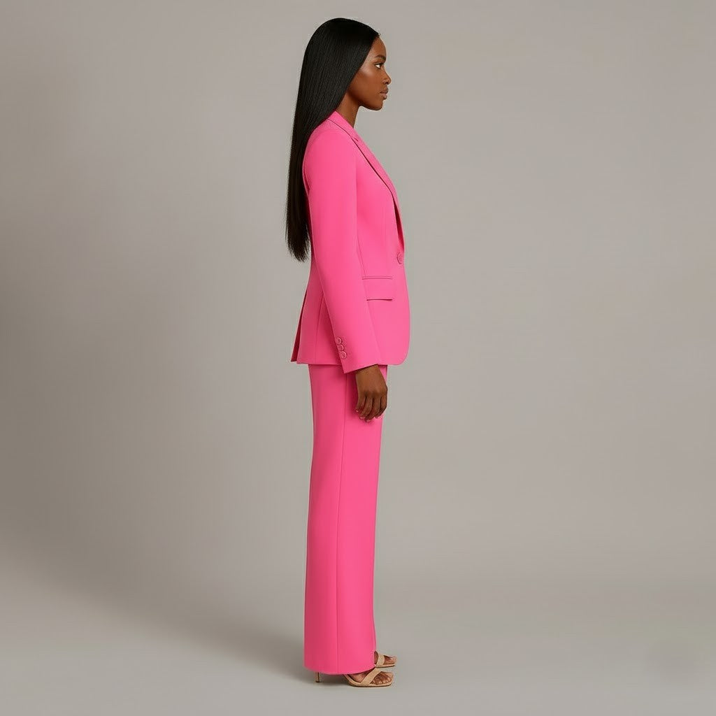 Pant Suit Womens Two Piece Set Notch Lapel Blazer Wide Leg Trouser
